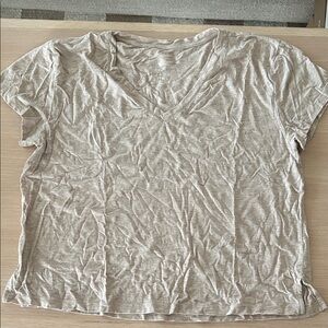 Girlfriend Collective Light Tan V-Neck Tee